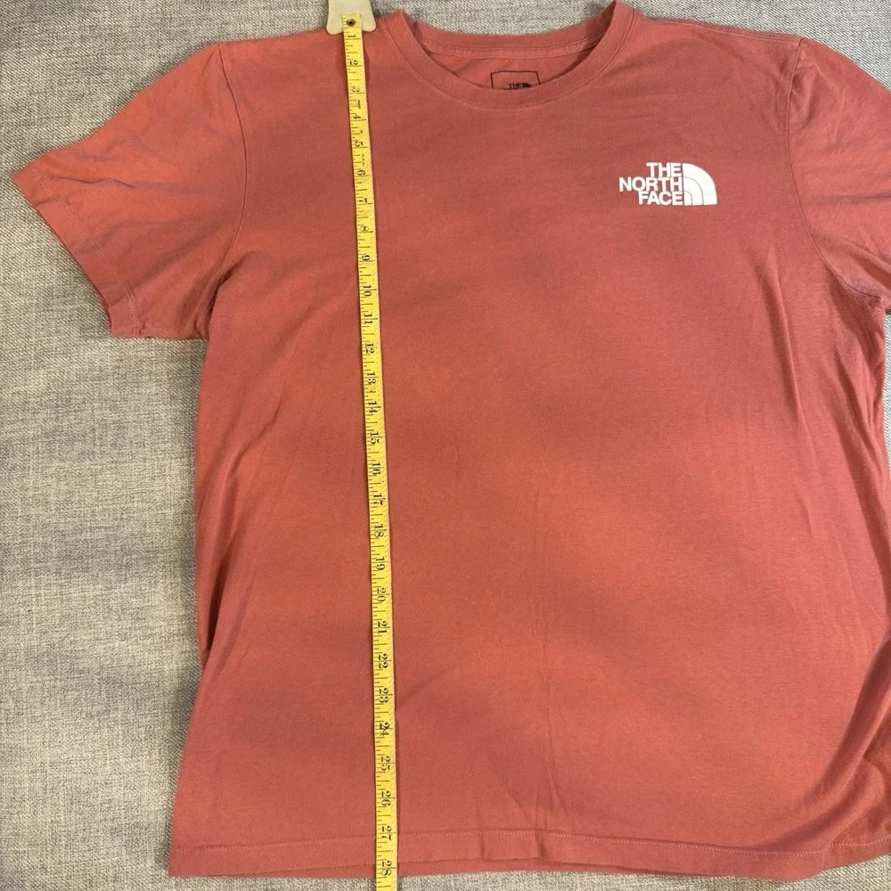 The North Face T Shirt Mens L Orange Logo Back Graphic Outdoor Hiking